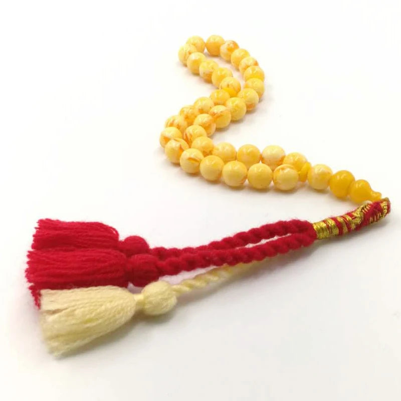 Tasbih yellow resin 33 beads bracelet Royal handmade tassels Turkish design Misbaha Muslim eid ramadan gift