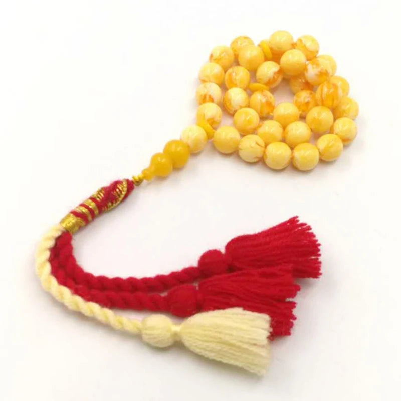 Tasbih yellow resin 33 beads bracelet Royal handmade tassels Turkish design Misbaha Muslim eid ramadan gift