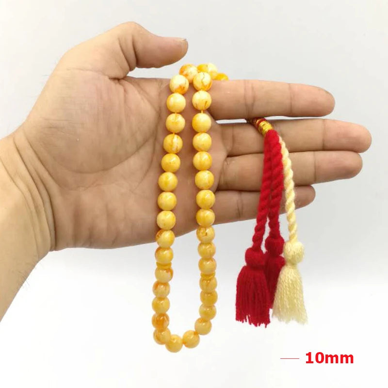 Tasbih yellow resin 33 beads bracelet Royal handmade tassels Turkish design Misbaha Muslim eid ramadan gift