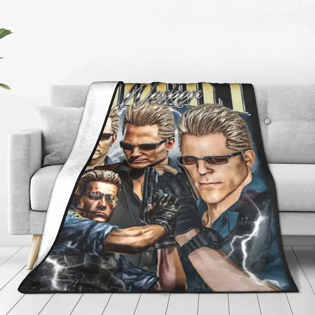 Albert Wesker Bootleg Blanket Warm Flannel Sofa Throw Blanket for Home Bedroom Outdoor Throws Bedspread Quilt