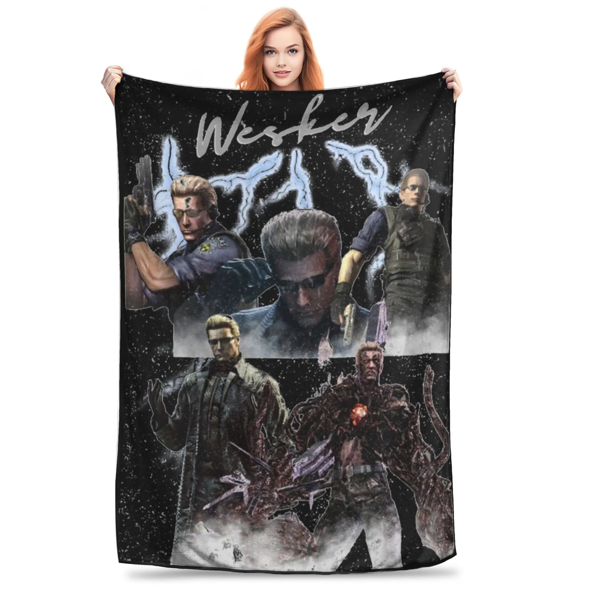 Albert Wesker Bootleg Blanket Warm Flannel Sofa Throw Blanket for Home Bedroom Outdoor Throws Bedspread Quilt