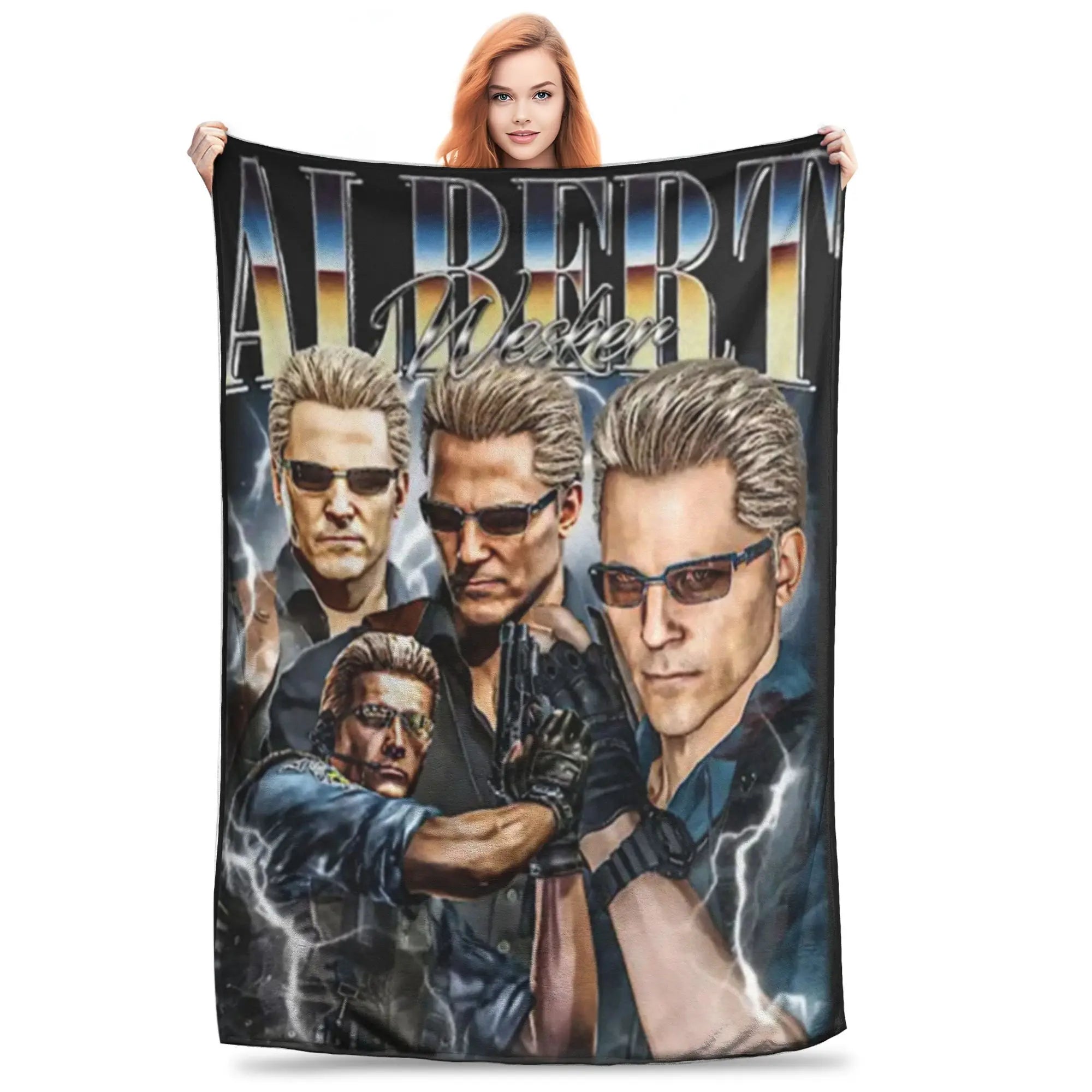 Albert Wesker Bootleg Blanket Warm Flannel Sofa Throw Blanket for Home Bedroom Outdoor Throws Bedspread Quilt